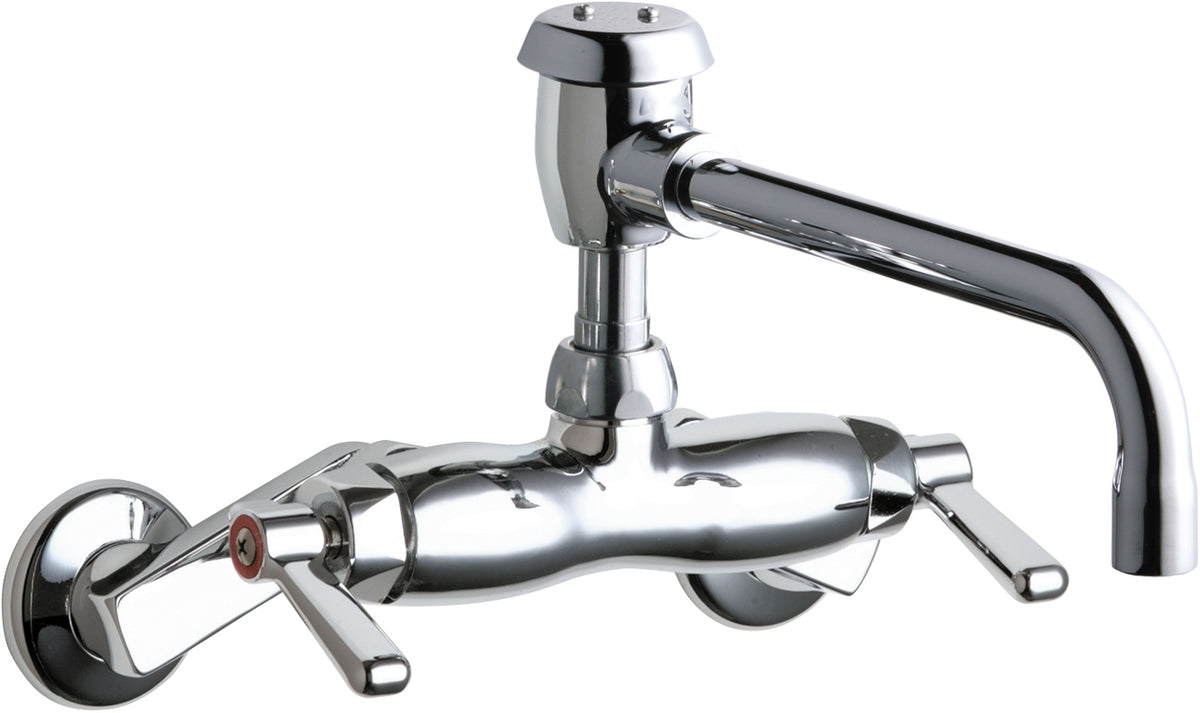 Chicago Faucets 886-L8BVBCP Wall-mounted manual faucet with adjustable centers, NPT