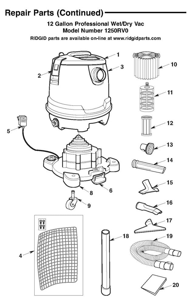 RIDGID 54678 Accessory Holder and Hardware, for 12 Gallon