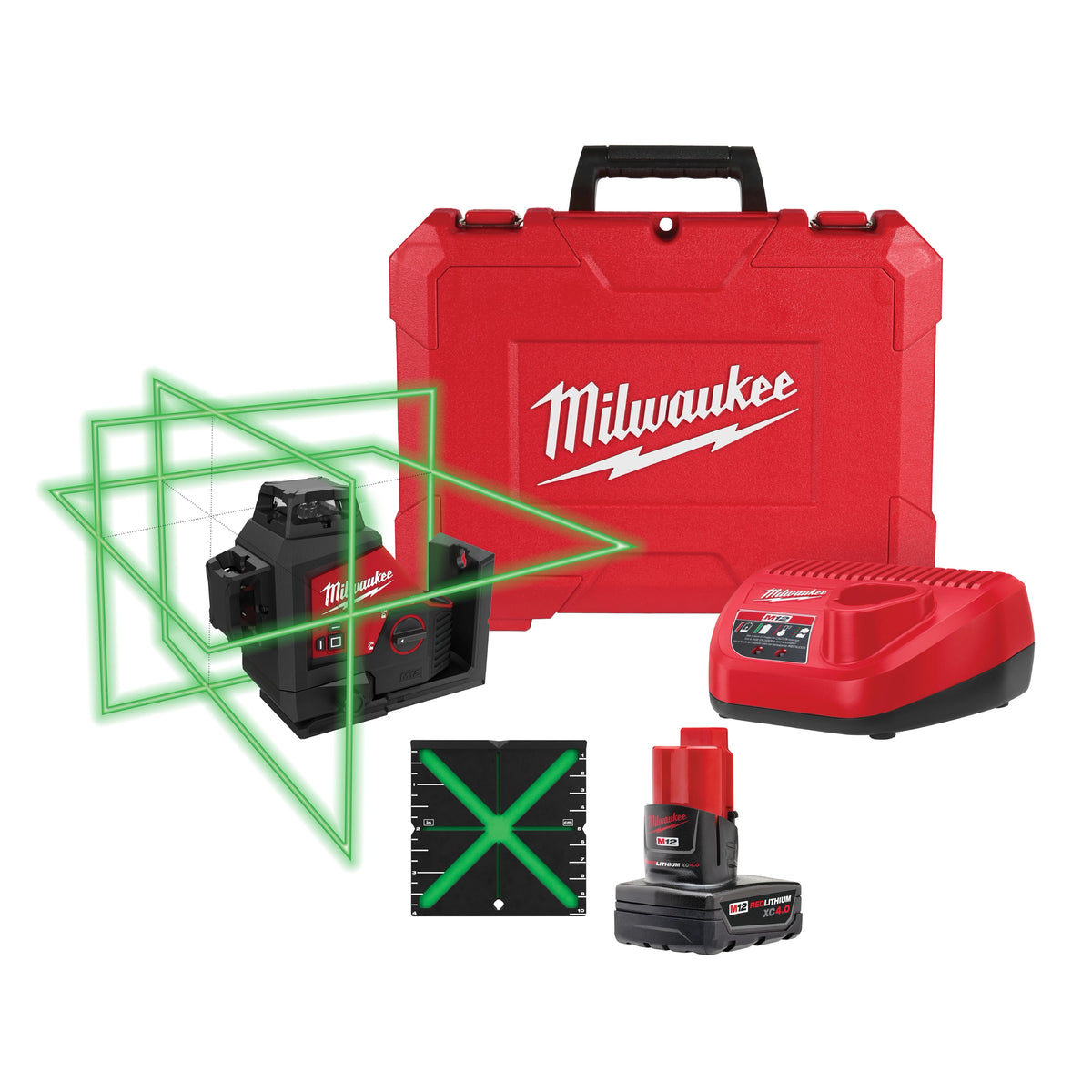 Milwaukee 3632-21 M12 Green 360° 3-Plane Laser Kit