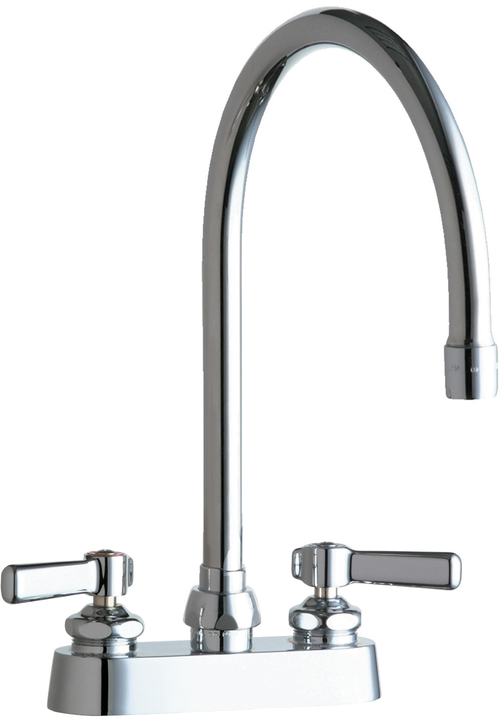 Chicago Faucets 895-GN8AE3ABCP Lead-Free Deck-mounted manual faucet with 4" centers