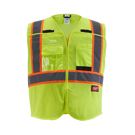 Milwaukee 48-73-5174 Class 2 Breakaway High Visibility Yellow Mesh Safety Vest - 4XL/5XL (ANSI/CSA) (Pack of 12)