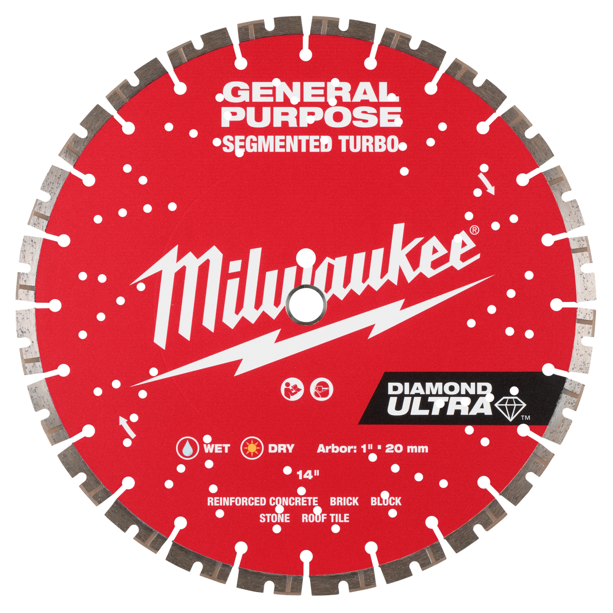 Milwaukee 49-93-7540 14" DIAMOND ULTRA Segmented Turbo, General Purpose Diamond Blade