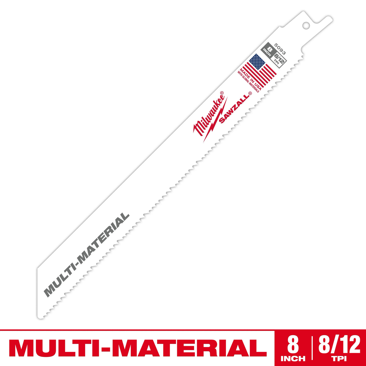 Milwaukee 48-01-2093 8" 8/12 TPI SAWZALL Blade for Multi-Material (25 PK)