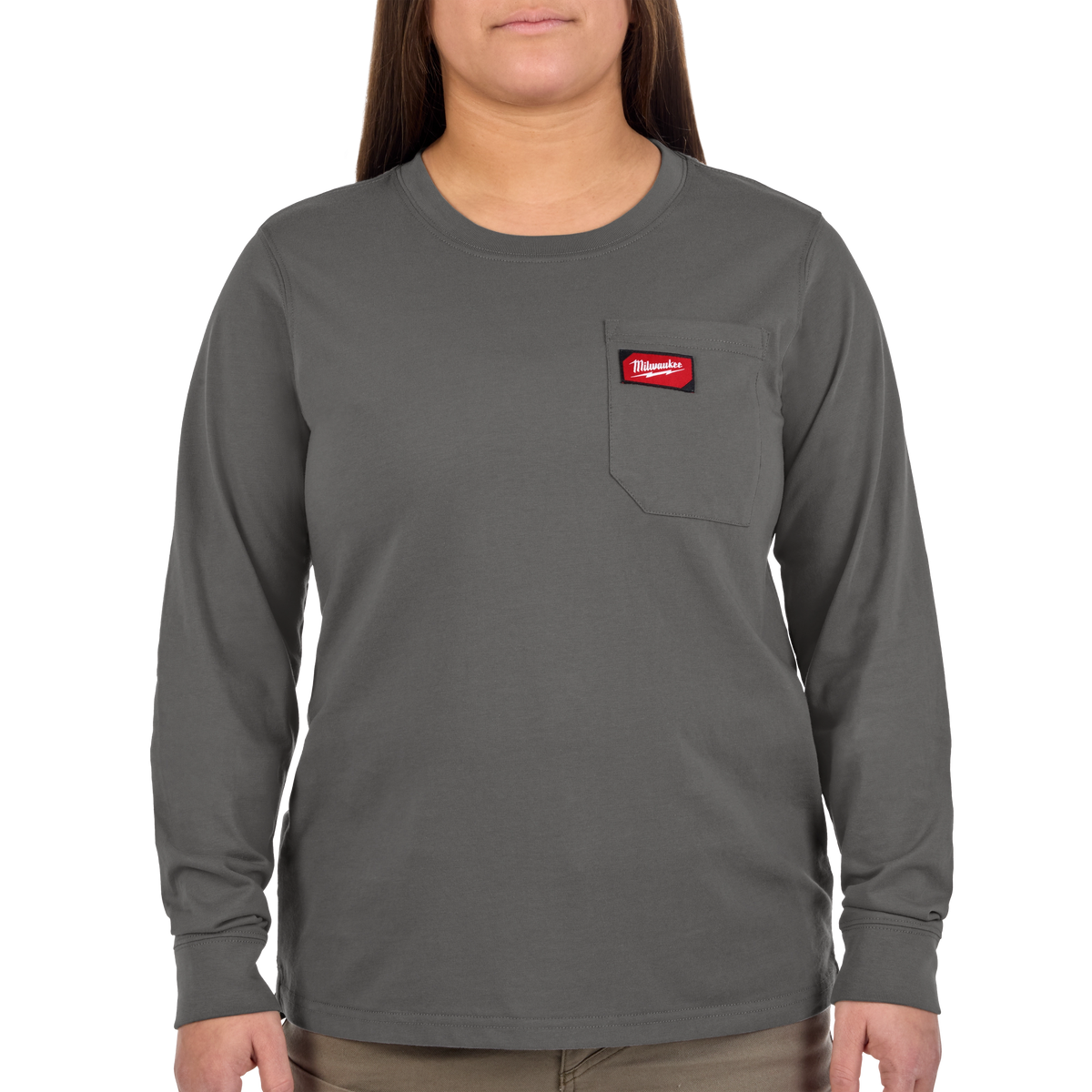 Milwaukee F551G-S Women's GRIDIRON Pocket T-Shirt - Long Sleeve Gray S