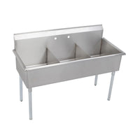 Elkay Dependabilt Stainless Steel 39" x 24-1/2" x 42" 18 Gauge Three Compartment Budget Sink with Stainless Steel Legs B3C12X21X