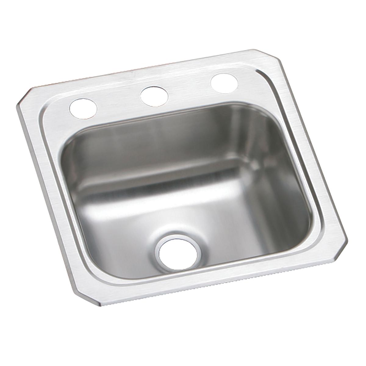 Elkay Celebrity Stainless Steel 15" x 15" x 6-1/8", 3-Hole Single Bowl Drop-in Bar Sink BCR153