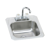 Elkay Celebrity Stainless Steel 15" x 15" x 6-1/8", 2-Hole Single Bowl Drop-in Bar Sink + Faucet Kit BCRA150C