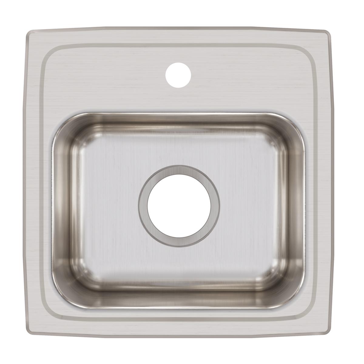 Elkay Lustertone Classic Stainless Steel 15" x 15" x 7-1/8", 1-Hole Single Bowl Drop-in Bar Sink with 3-1/2" Drain BLR15161