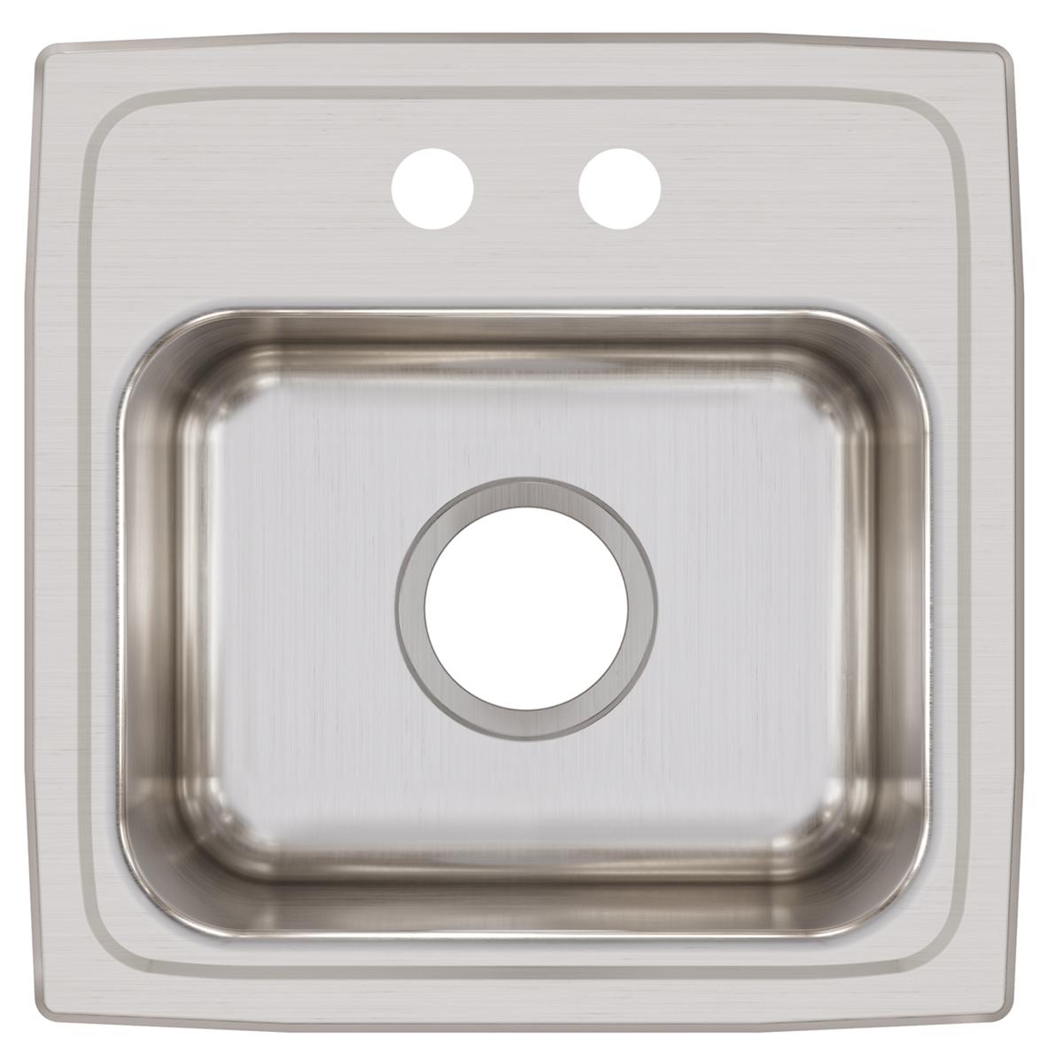 Elkay Lustertone Classic Stainless Steel 15" x 15" x 7-1/8", 2-Hole Single Bowl Drop-in Bar Sink with 3-1/2" Drain BLR15162