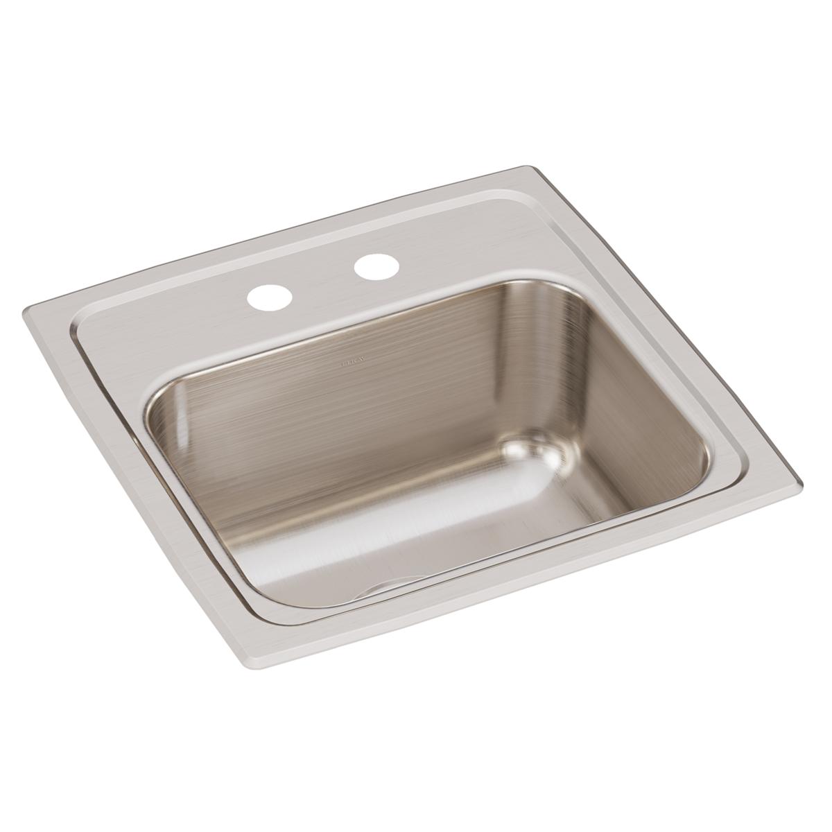 Elkay Lustertone Classic Stainless Steel 15" x 15" x 7-1/8", 2-Hole Single Bowl Drop-in Bar Sink with 3-1/2" Drain BLR15162