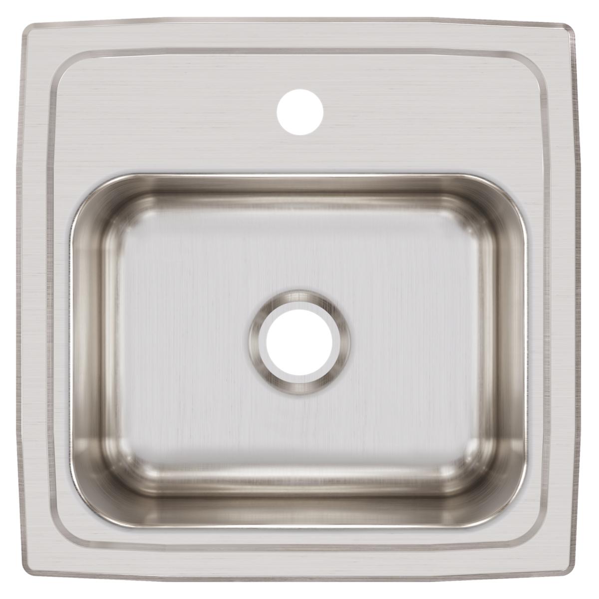 Elkay Lustertone Classic Stainless Steel 15" x 15" x 7-1/8", 1-Hole Single Bowl Drop-in Bar Sink with 2" Drain BLR151