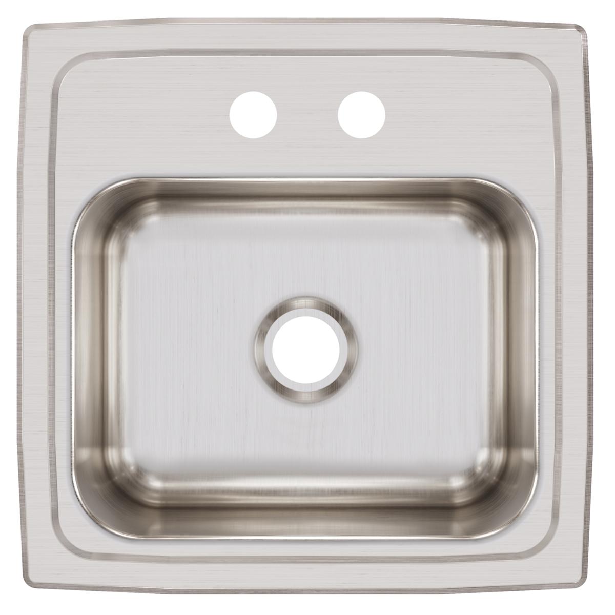 Elkay Lustertone Classic Stainless Steel 15" x 15" x 7-1/8", 2-Hole Single Bowl Drop-in Bar Sink with 2" Drain BLR152