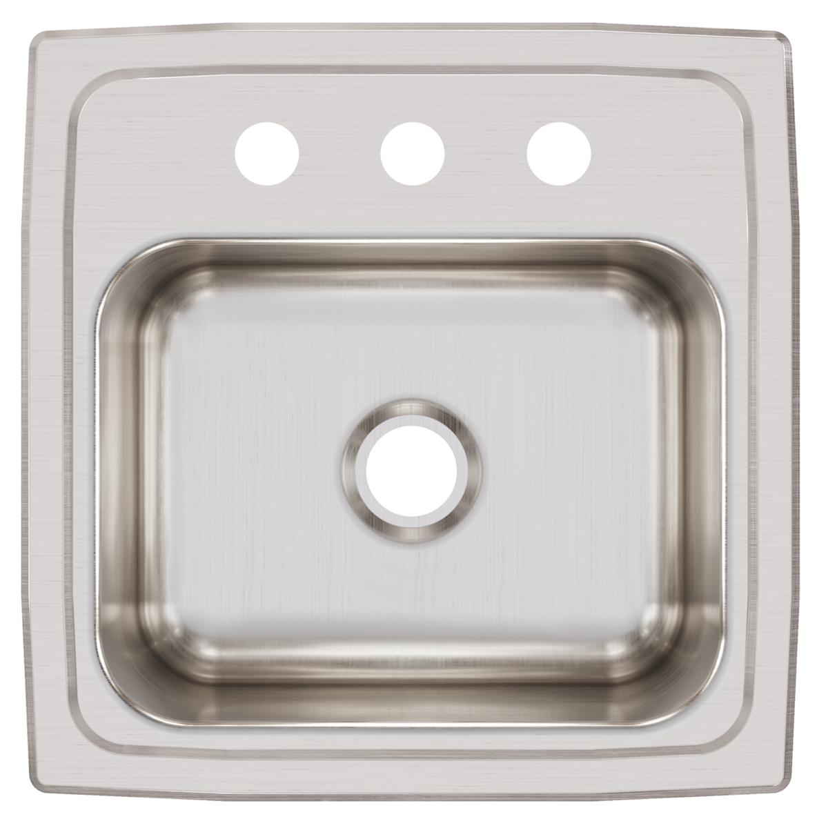 Elkay Lustertone Classic Stainless Steel 15" x 15" x 7-1/8", 3-Hole Single Bowl Drop-in Bar Sink with 2" Drain BLR153