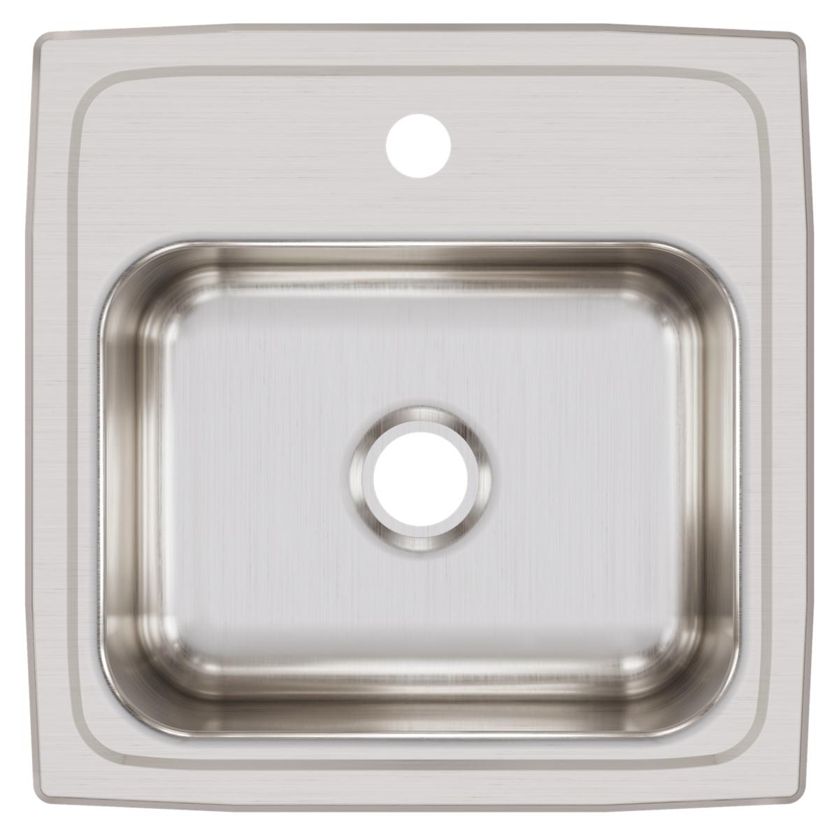 Elkay Lustertone Classic Stainless Steel 15" x 15" x 6-1/8", 1-Hole Single Bowl Drop-in Bar Sink BLR15601