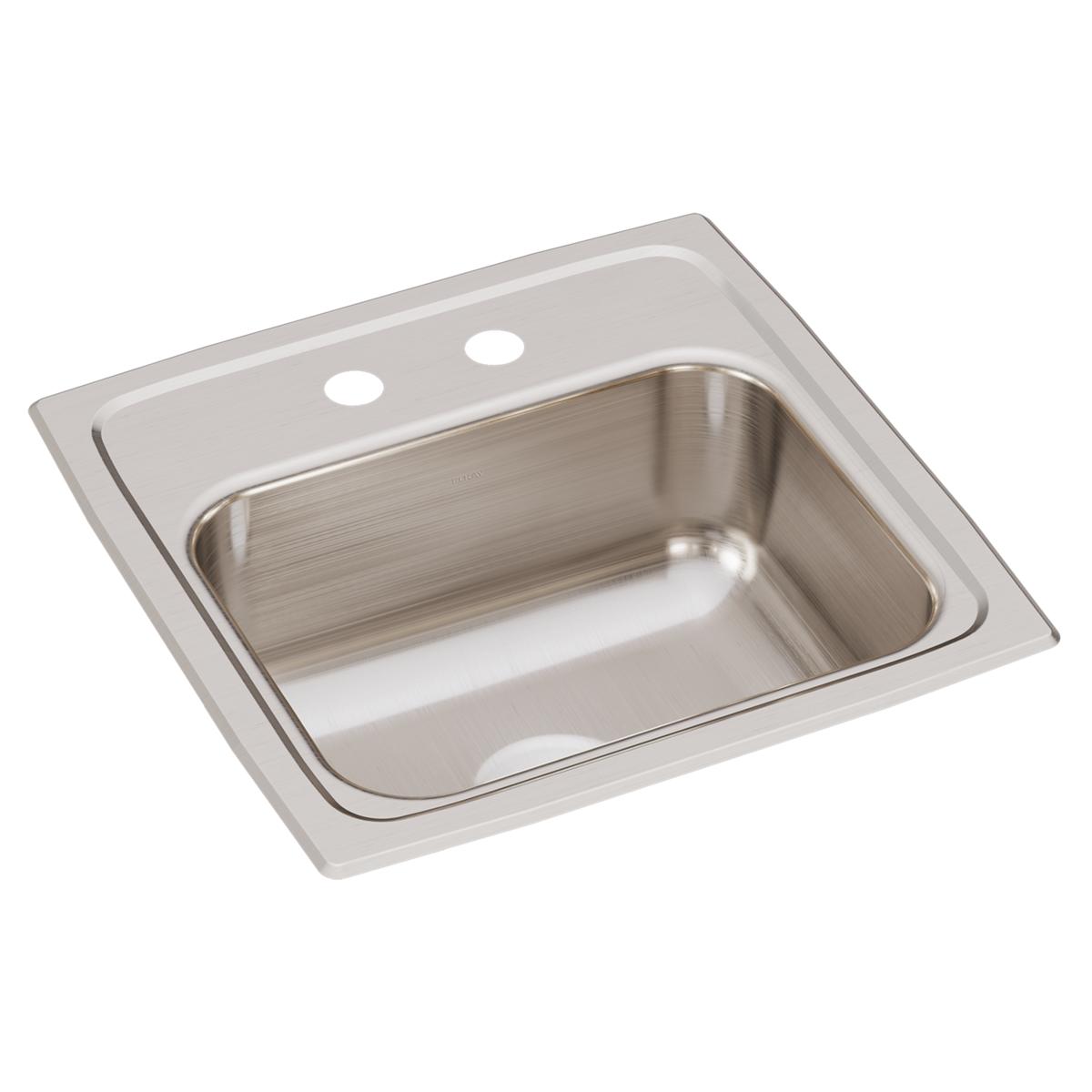 Elkay Lustertone Classic Stainless Steel 15" x 15" x 6-1/8", 2-Hole Single Bowl Drop-in Bar Sink BLR15602