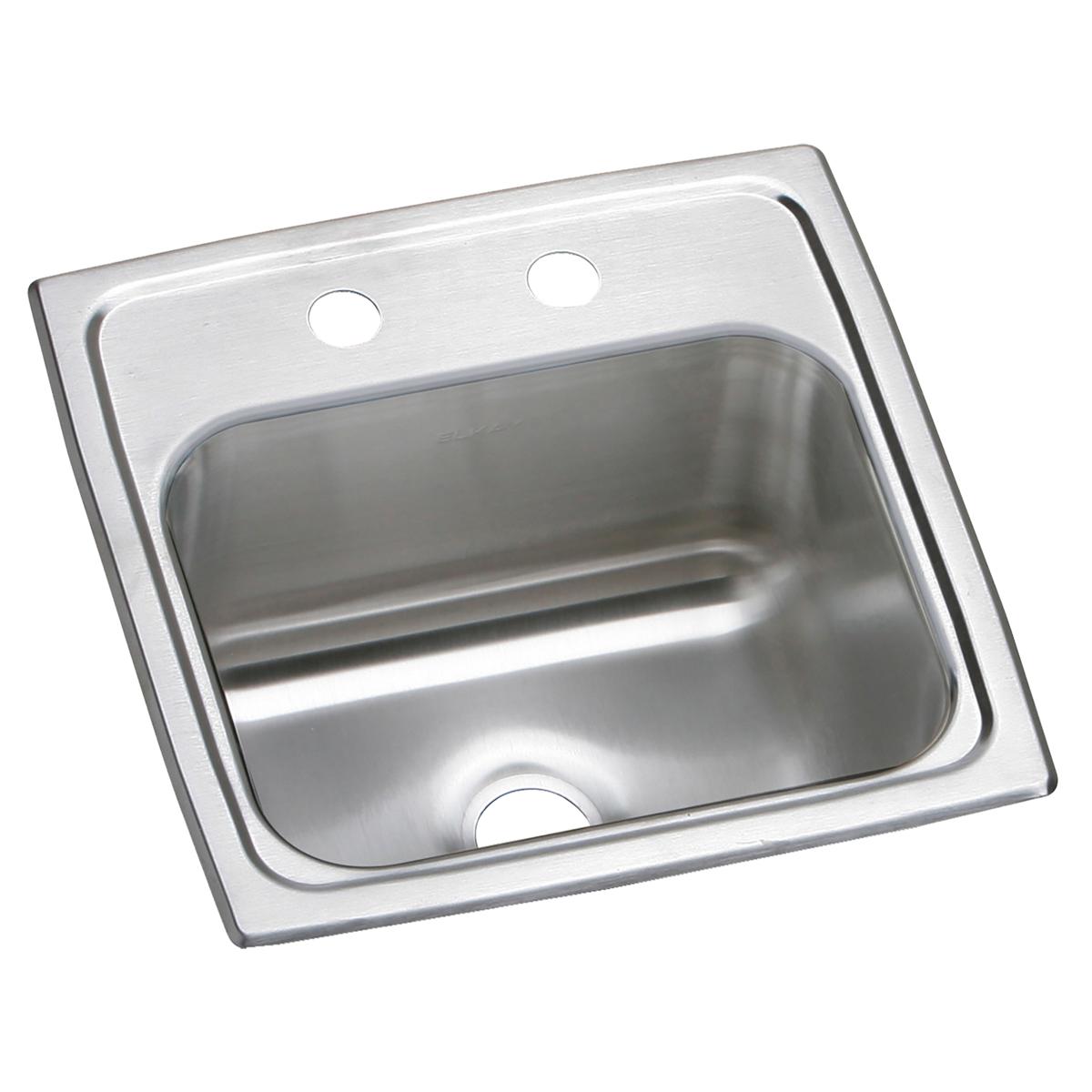 Elkay Celebrity Stainless Steel 15" x 15" x 6-1/8", 2-Hole Single Bowl Drop-in Bar Sink BPSR152