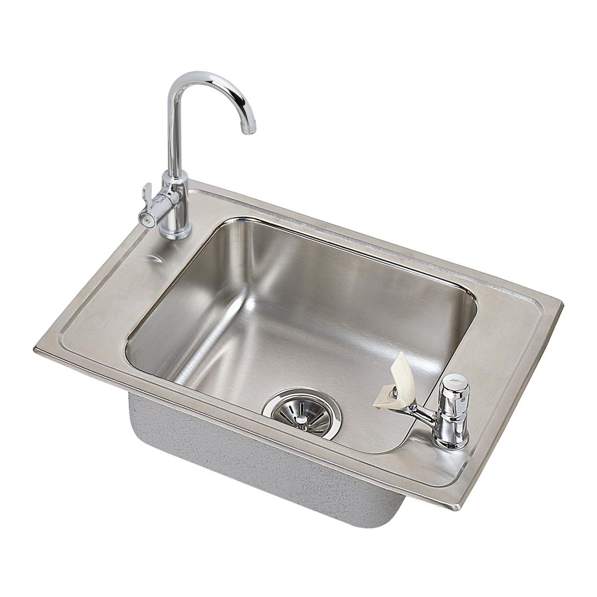 Elkay Celebrity Stainless Steel 25" x 17" x 6-1/2", 2-Hole Single Bowl Drop-in Classroom ADA Sink and Faucet Kit CDKAD251765C