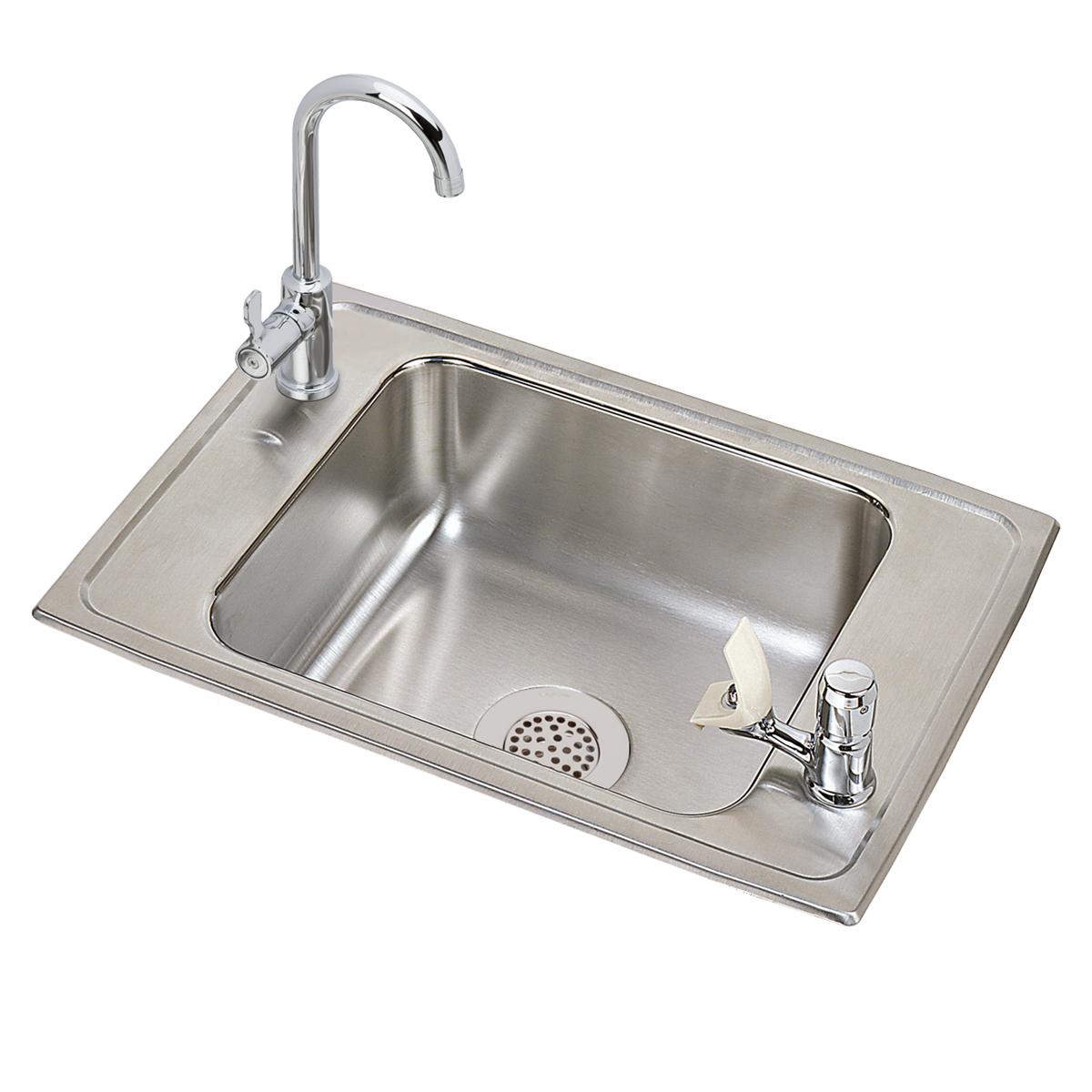 Elkay Celebrity Stainless Steel 25" x 17" x 6-1/2", 2-Hole Single Bowl Drop-in Classroom ADA Sink and Faucet Kit CDKAD2517VRC
