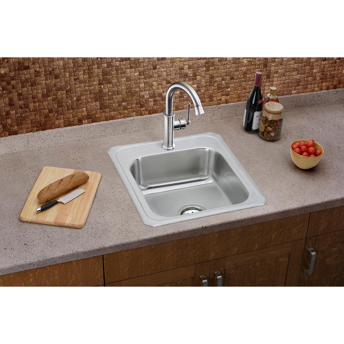 Elkay Celebrity Stainless Steel 17" x 21-1/4" x 6-7/8", 2-Hole Single Bowl Drop-in Sink CR17212