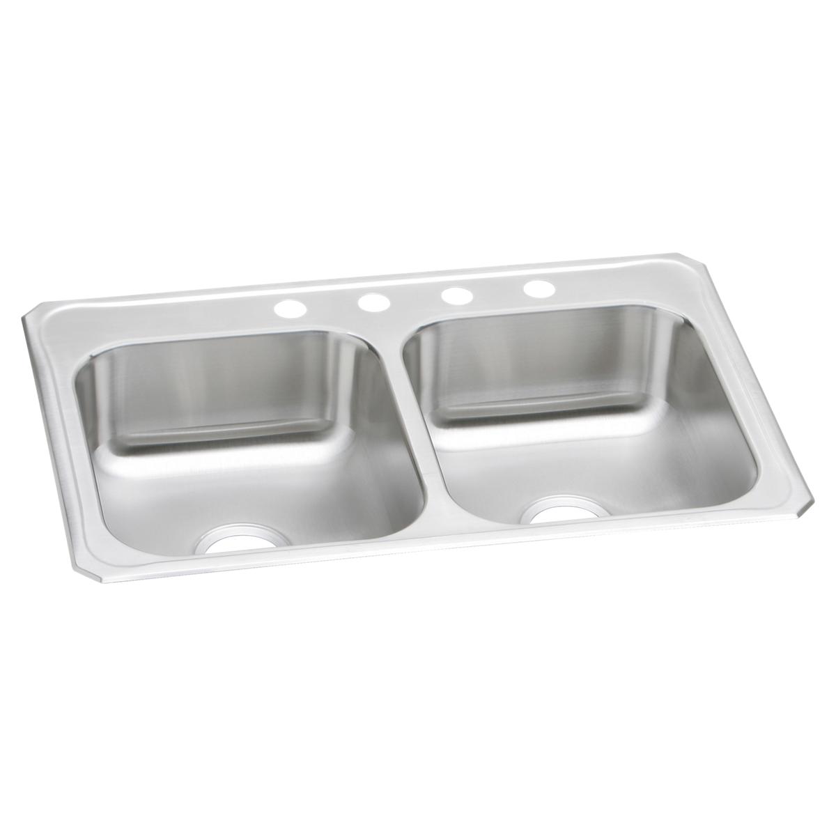 Elkay Celebrity Stainless Steel 33" x 22" x 7", 4-Hole Equal Double Bowl Drop-in Sink CR33224