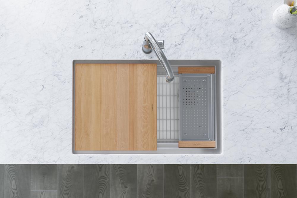 Elkay Circuit Chef Workstation Stainless Steel 32-1/2" x 20-1/2" x 10" Single Bowl Undermount Sink Kit w/ Cherry Wood Boards CS30CWK