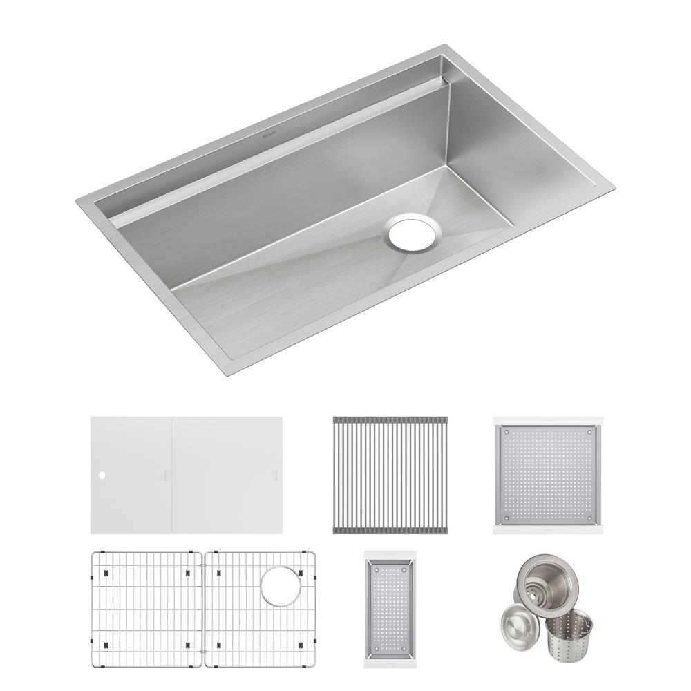 Elkay Circuit Chef Workstation Stainless Steel 32-1/2" x 20-1/2" x 10" Single Bowl Undermount Sink Kit w/White Polymer Boards CS30WPK