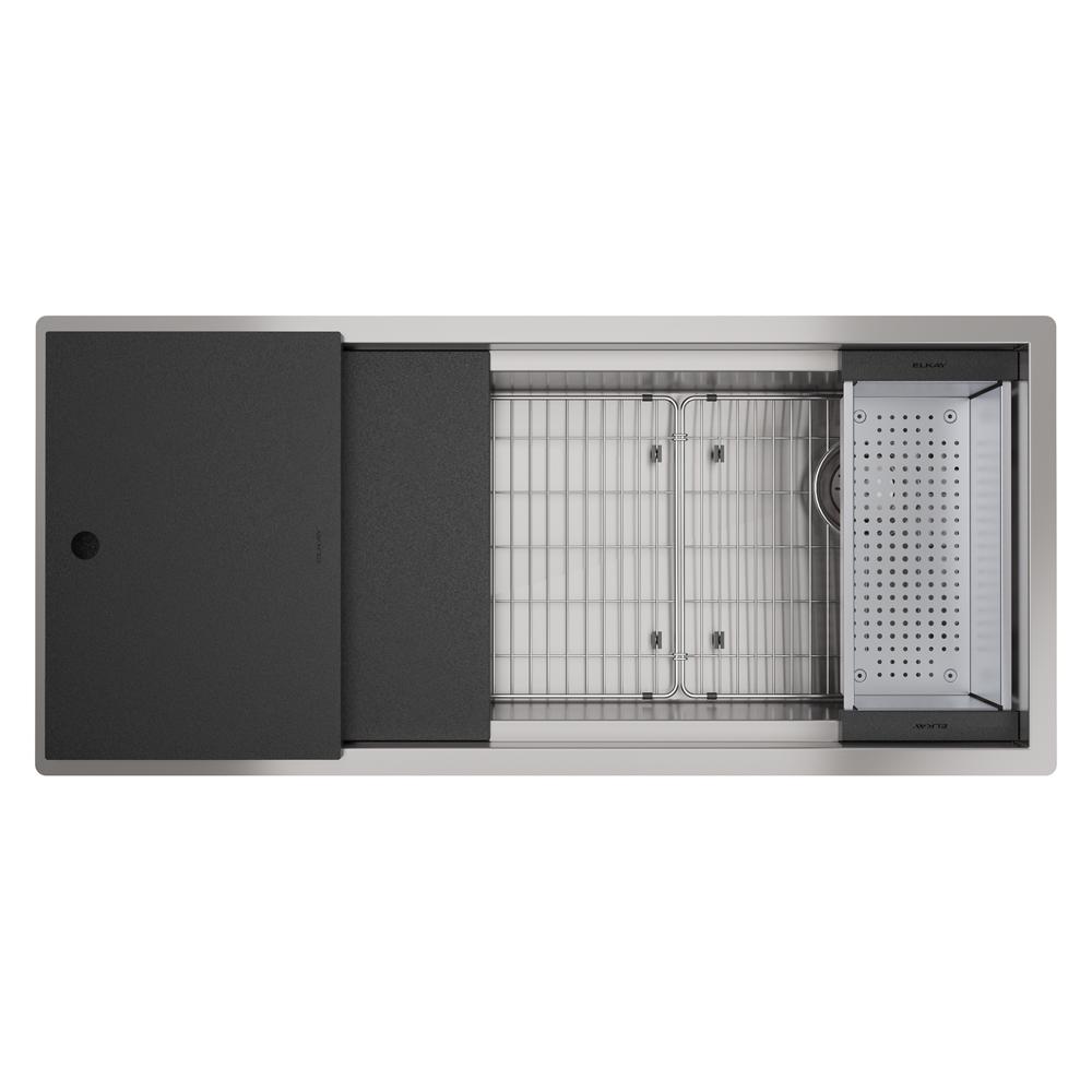 Elkay Circuit Chef Workstation Stainless Steel 45-1/2" x 20-1/2" x 10" Single Bowl Undermount Sink Kit w/Black Polymer Boards CS45BPK