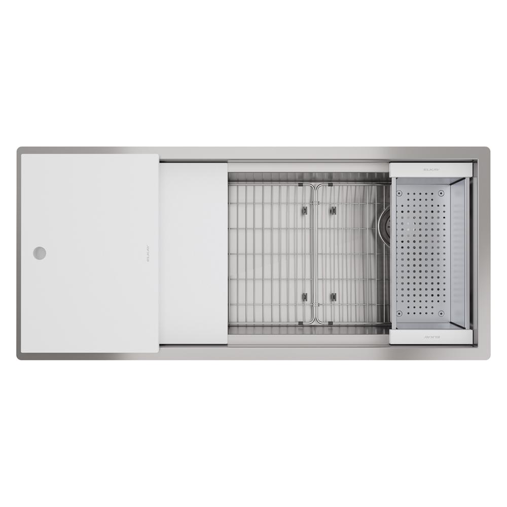 Elkay Circuit Chef Workstation Stainless Steel 45-1/2" x 20-1/2" x 10" Single Bowl Undermount Sink Kit w/White Polymer Boards CS45WPK