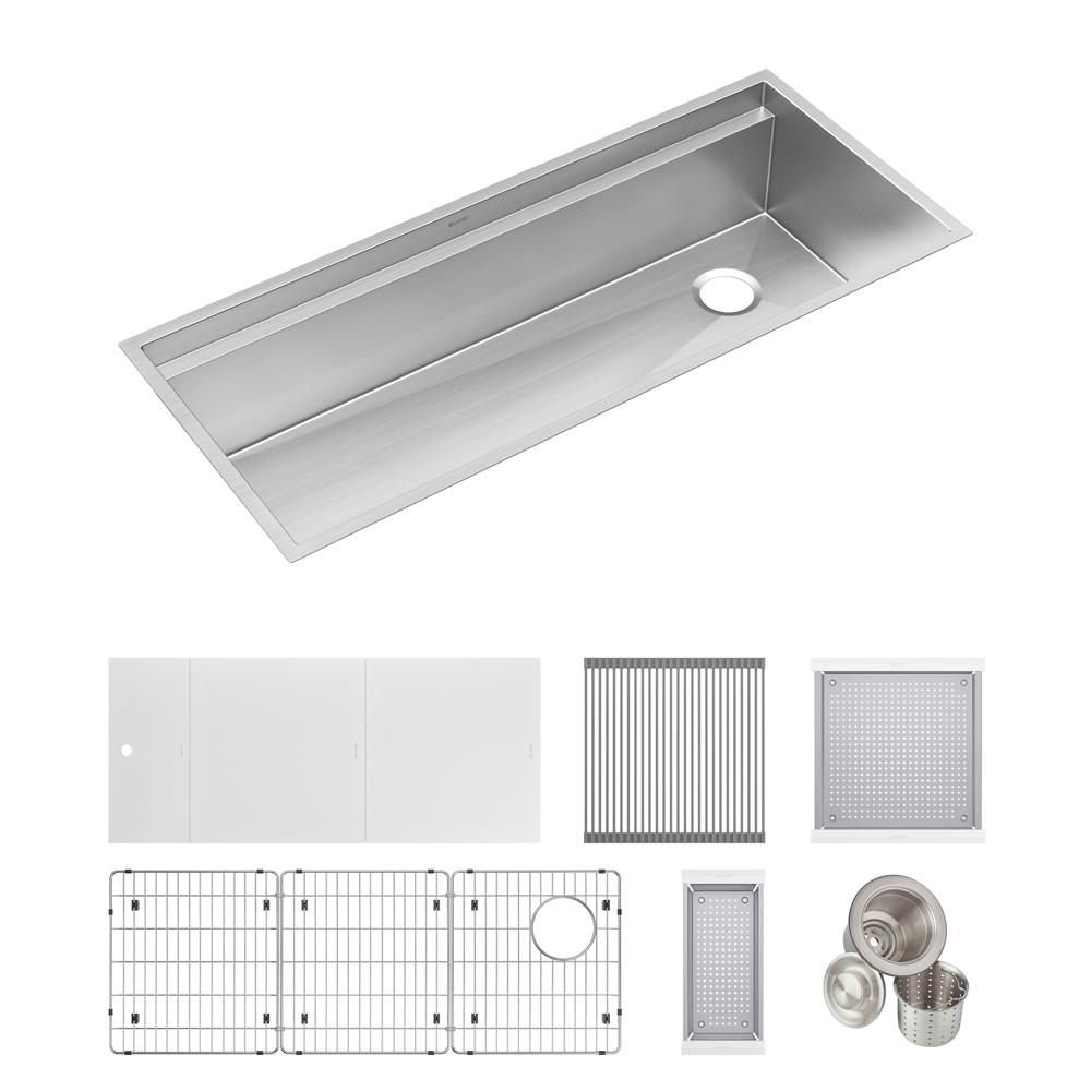 Elkay Circuit Chef Workstation Stainless Steel 45-1/2" x 20-1/2" x 10" Single Bowl Undermount Sink Kit w/White Polymer Boards CS45WPK