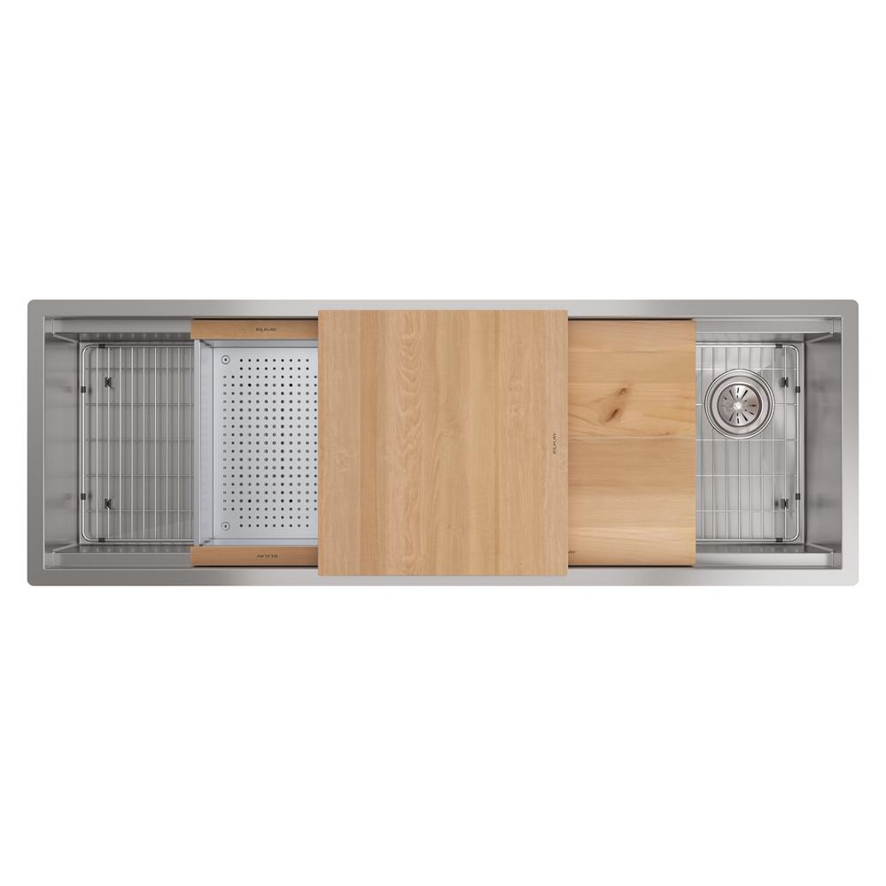 Elkay Circuit Chef Workstation Stainless Steel 59-1/2" x 20-1/2" x 10" Single Bowl Undermount Sink Kit w/Cherry Wood Boards CS60CWK