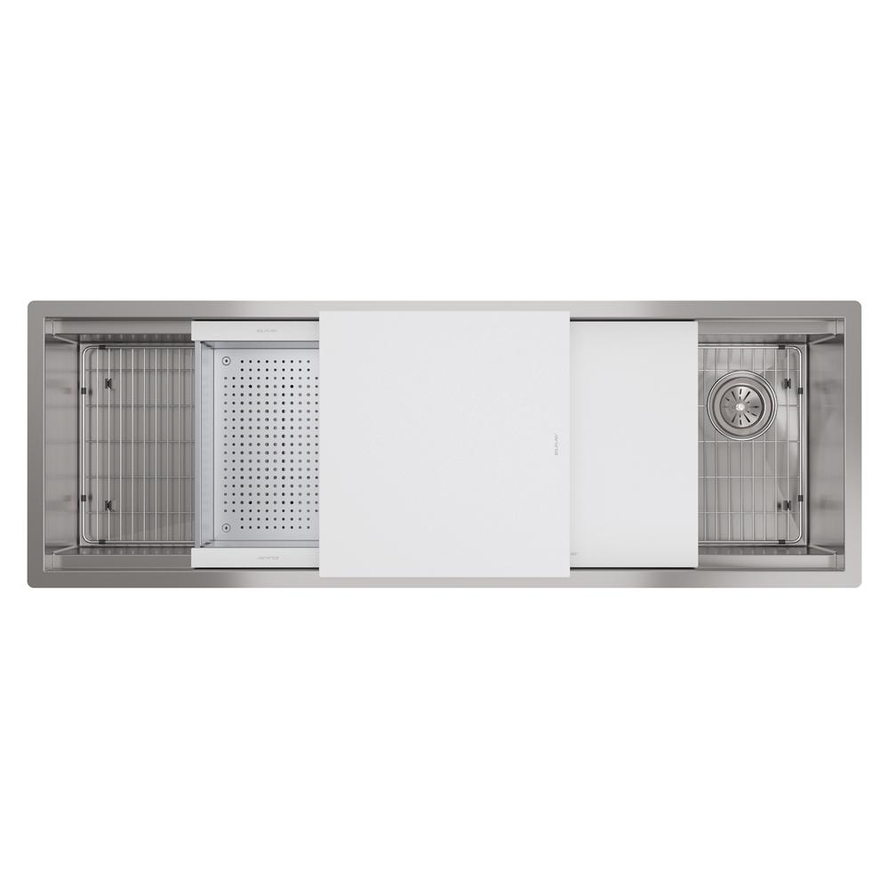 Elkay Circuit Chef Workstation Stainless Steel 59-1/2" x 20-1/2" x 10" Single Bowl Undermount Sink Kit w/White Polymer Boards CS60WPK