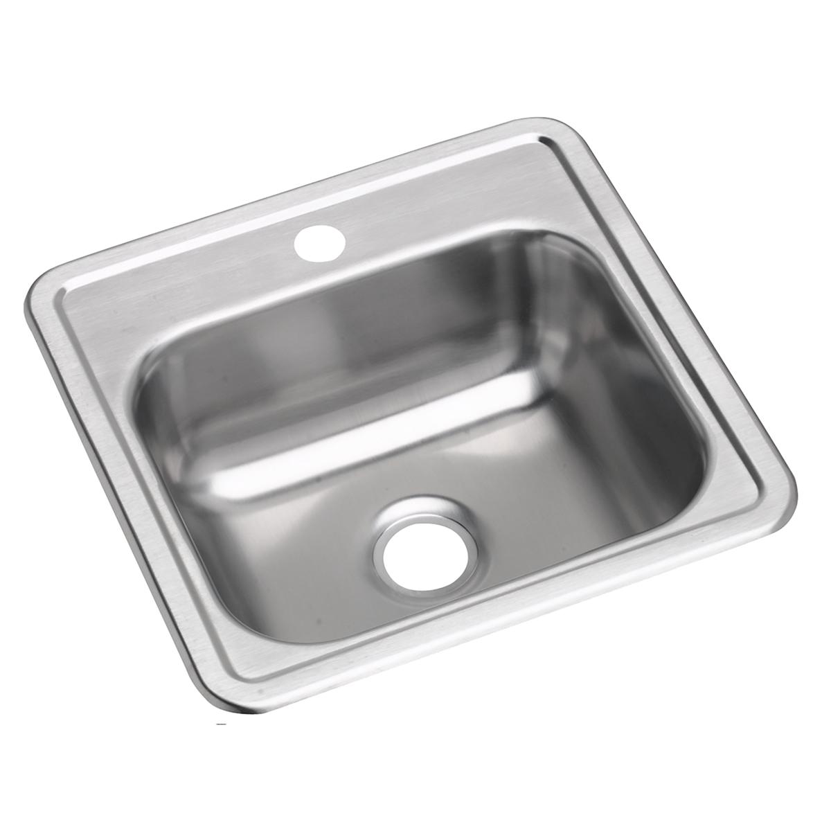 Elkay Dayton Stainless Steel 15" x 15" x 5-3/16", 1-Hole Single Bowl Drop-in Bar Sink with 2" Drain Opening D115151