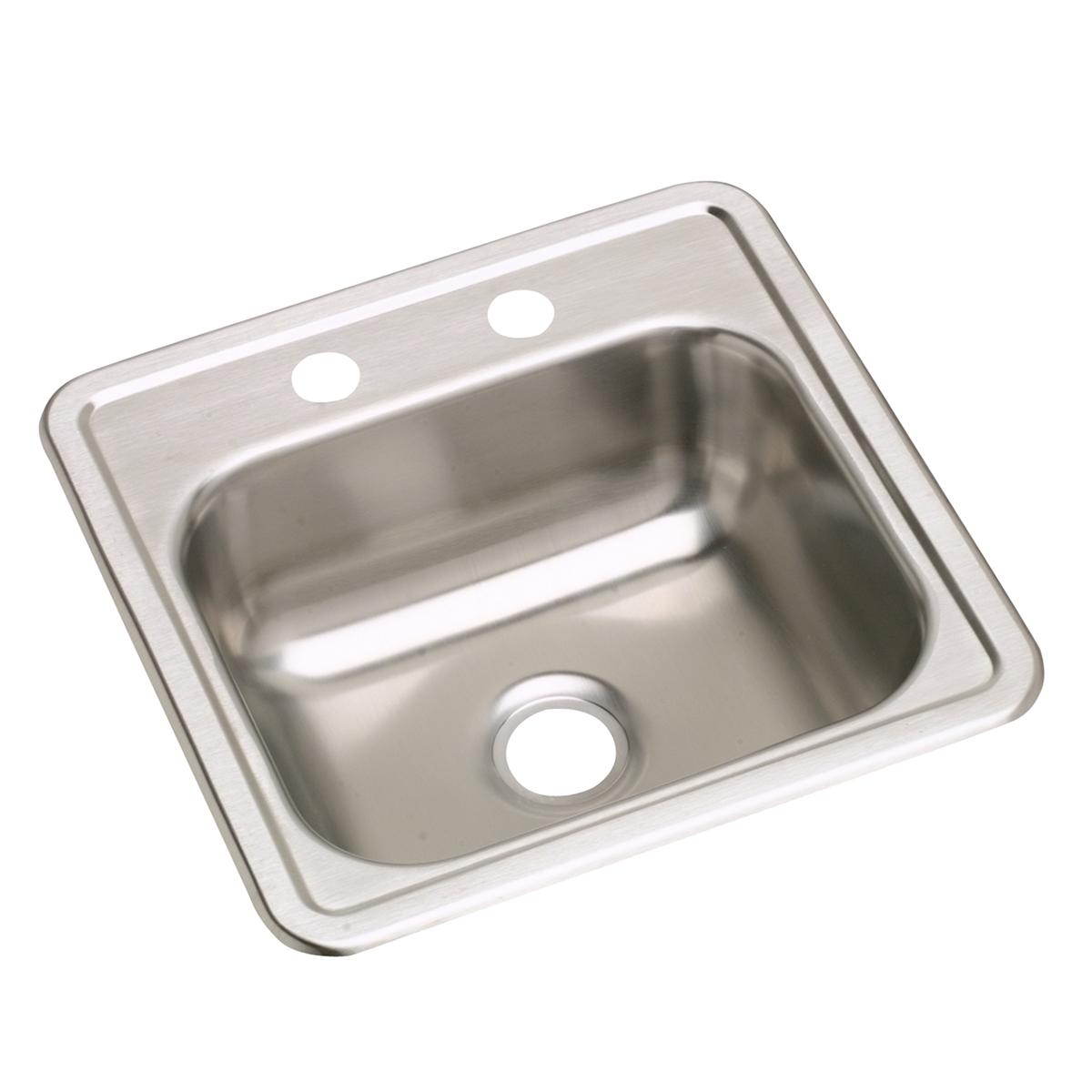 Elkay Dayton Stainless Steel 15" x 15" x 5-3/16", 2-Hole Single Bowl Drop-in Bar Sink with 2" Drain Opening D115152