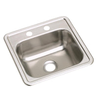 Elkay Dayton Stainless Steel 15" x 15" x 5-3/16", 2-Hole Single Bowl Drop-in Bar Sink with 2" Drain Opening D115152