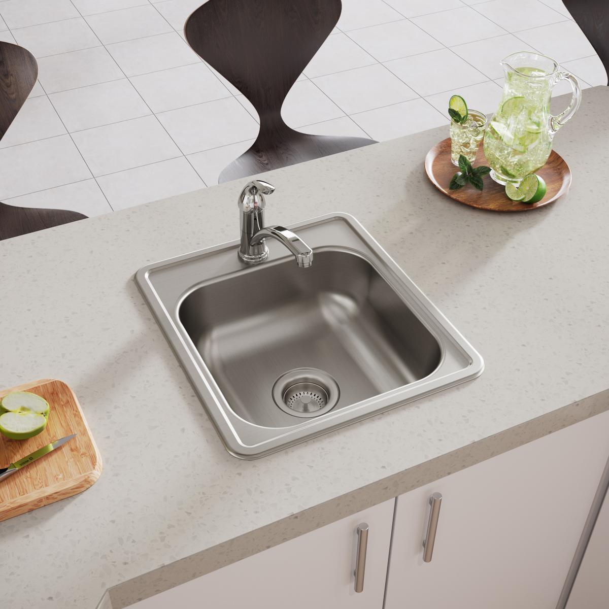 Elkay Dayton Stainless Steel 17" x 19" x 6-1/8", 1-Hole Single Bowl Drop-in Bar Sink D117191