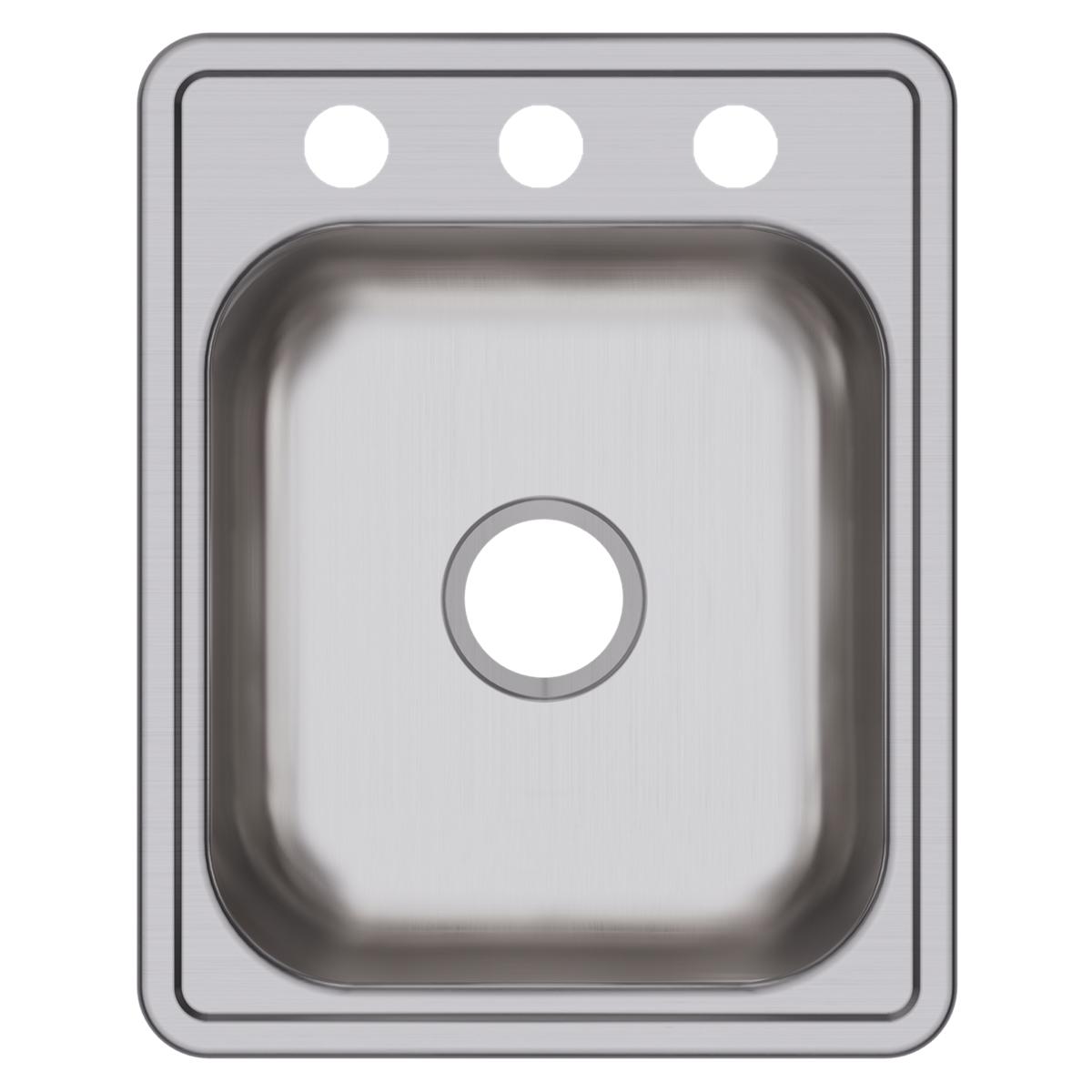 Elkay Dayton Stainless Steel 17" x 21-1/4" x 6-1/2", 3-Hole Single Bowl Drop-in Bar Sink D117213