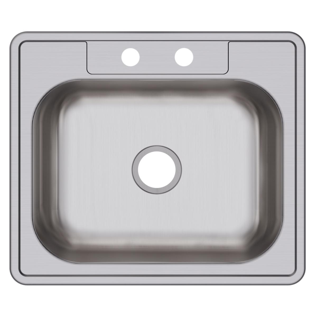 Elkay Dayton Stainless Steel 25" x 21-1/4" x 6-9/16", 2-Hole Single Bowl Drop-in Sink D125212