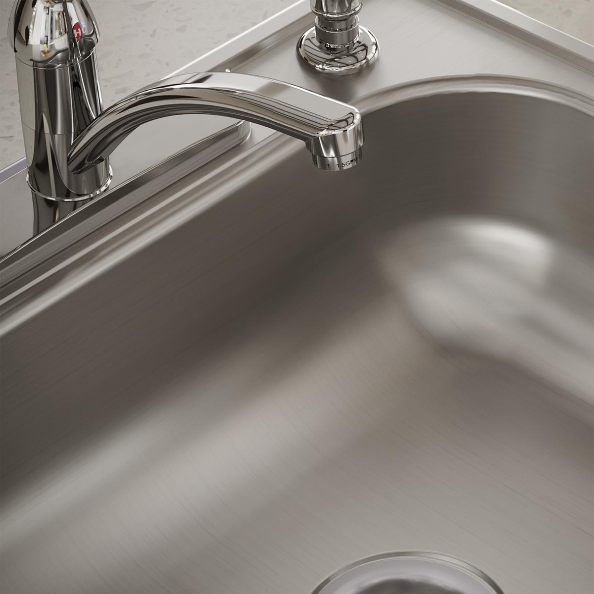 Elkay Dayton Stainless Steel 25" x 21-1/4" x 6-9/16", 4-Hole Single Bowl Drop-in Sink D125214