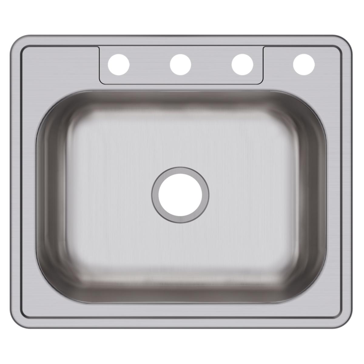 Elkay Dayton Stainless Steel 25" x 21-1/4" x 6-9/16", 4-Hole Single Bowl Drop-in Sink D125214