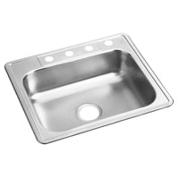 Elkay Dayton Stainless Steel 25" x 21-1/4" x 6-9/16", 4-Hole Single Bowl Drop-in Sink D125214