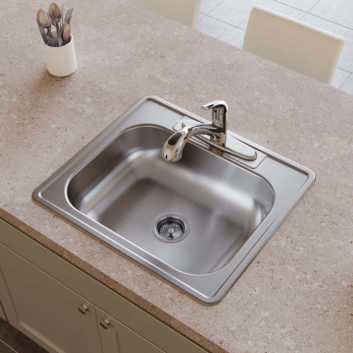 Elkay Dayton Stainless Steel 25" x 22" x 6-9/16", 1-Hole Single Bowl Drop-in Sink D125221