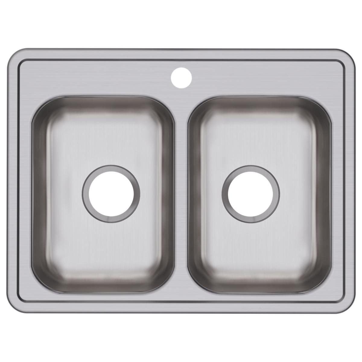 Elkay Dayton Stainless Steel 25" x 19" x 6-5/16", 1-Hole Equal Double Bowl Drop-in Sink D225191