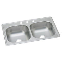 Elkay Dayton Stainless Steel 33" x 19" x 6-7/16", 3-Hole Equal Double Bowl Drop-in Sink D233193
