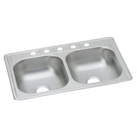 Elkay Dayton Stainless Steel 33" x 22" x 6-9/16", 5-Hole Equal Double Bowl Drop-in Sink D233225