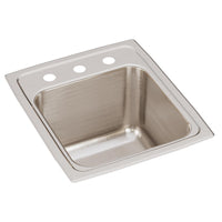 Elkay Lustertone Classic Stainless Steel 15" x 17-1/2" x 10", 3-Hole Single Bowl Drop-in Sink DLR1517103