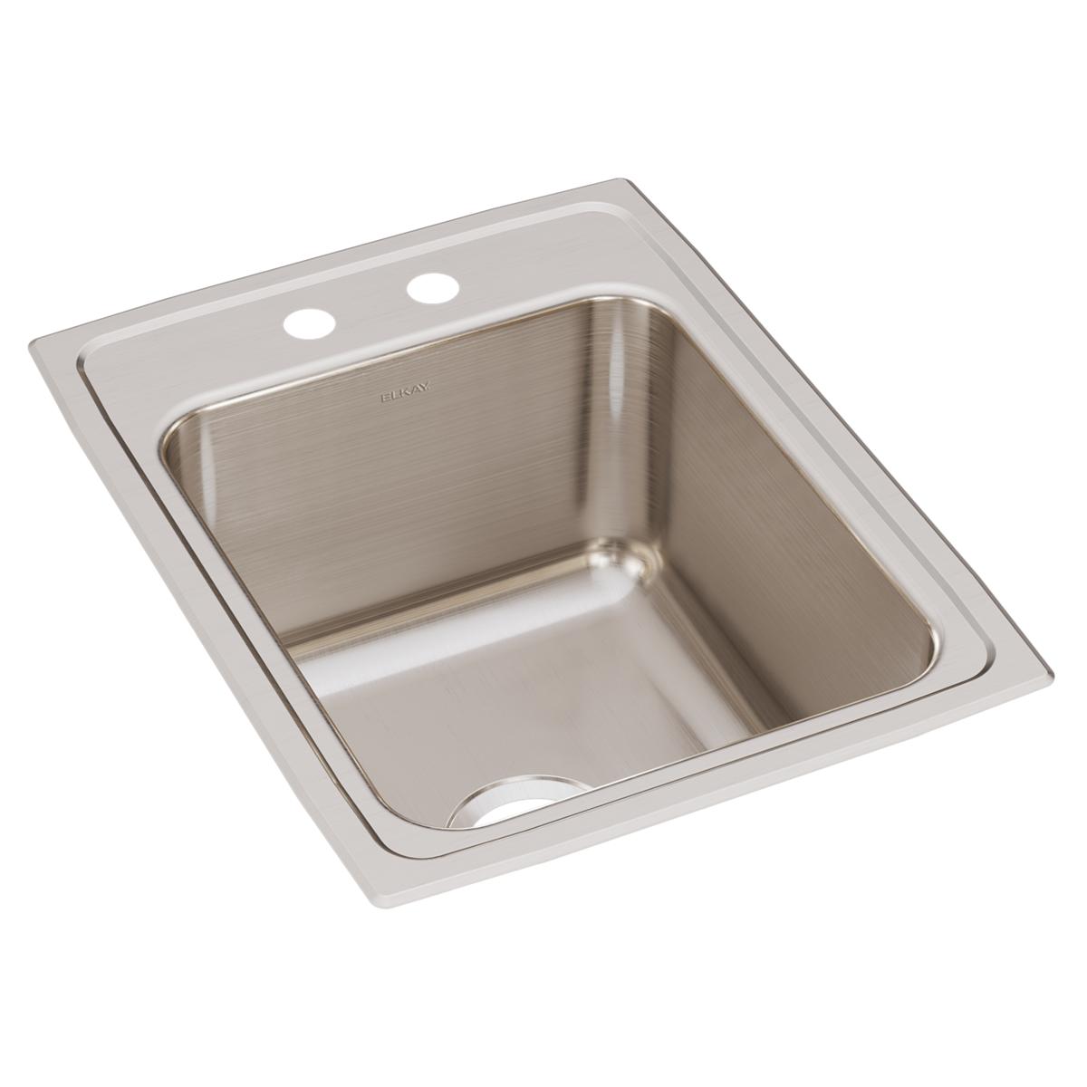 Elkay Lustertone Classic Stainless Steel 17" x 22" x 10-1/8", 2-Hole Single Bowl Drop-in Sink DLR1722102