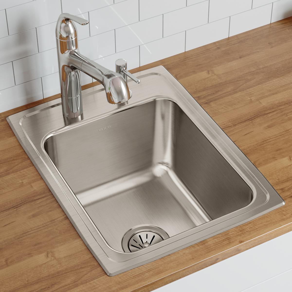 Elkay Lustertone Classic Stainless Steel 17" x 22" x 10-1/8", 3-Hole Single Bowl Drop-in Sink DLR1722103