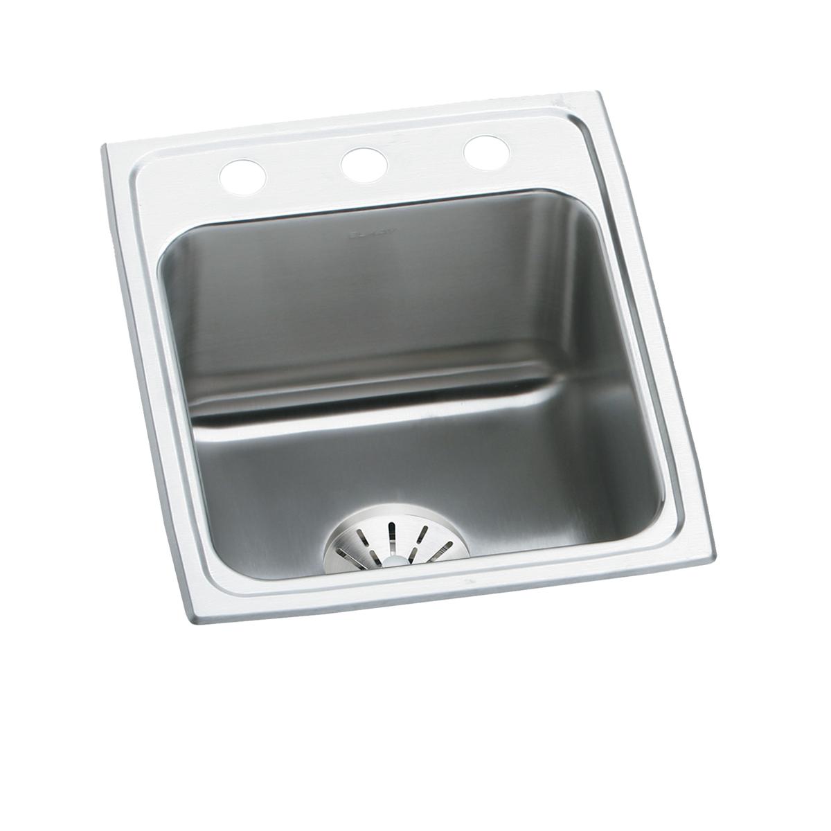 Elkay Lustertone Classic Stainless Steel 17" x 22" x 10-1/8", 3-Hole Single Bowl Drop-in Sink with Perfect Drain DLR172210PD3