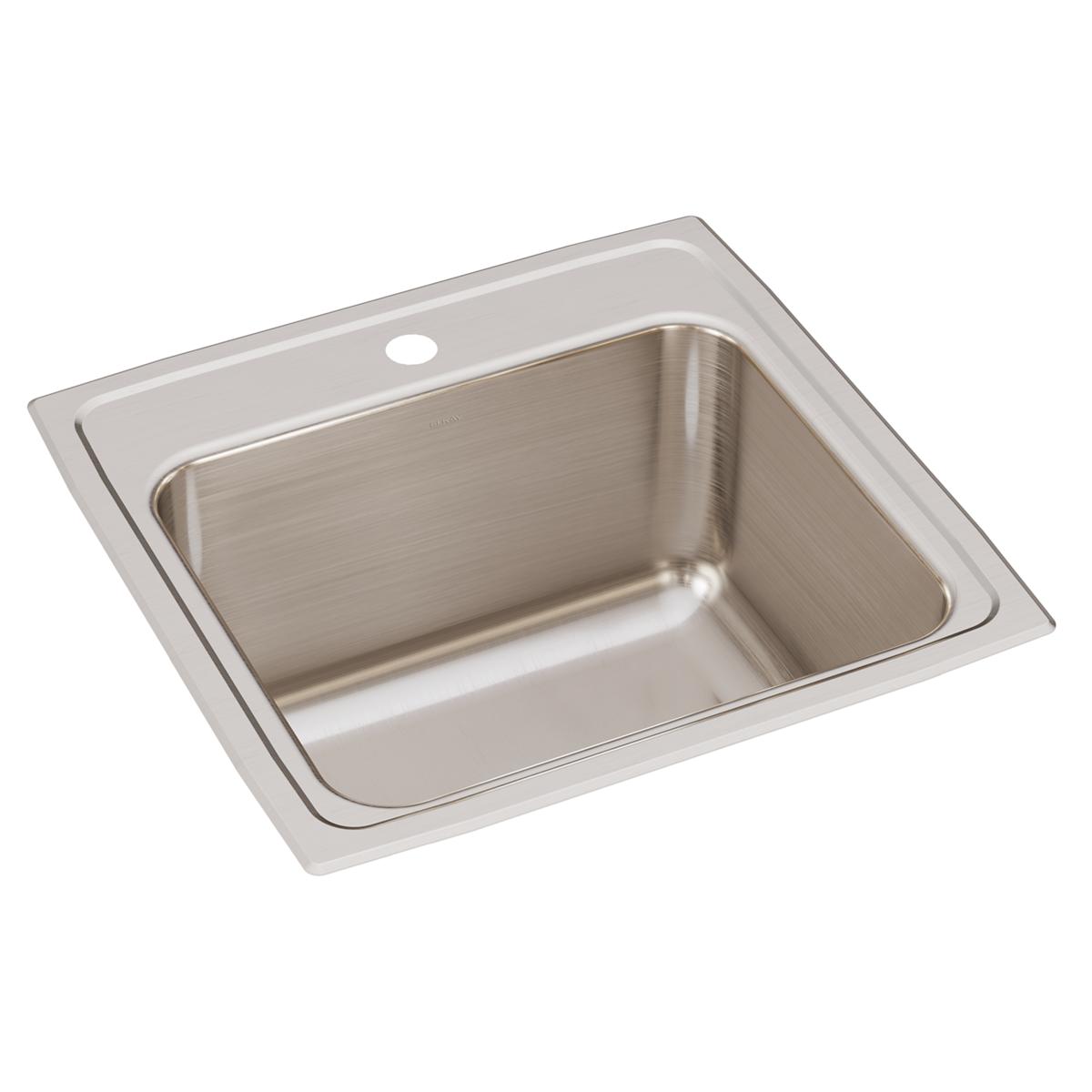 Elkay Lustertone Classic Stainless Steel 19-1/2" x 19" x 10-1/8", 1-Hole Single Bowl Drop-in Laundry Sink DLR1919101