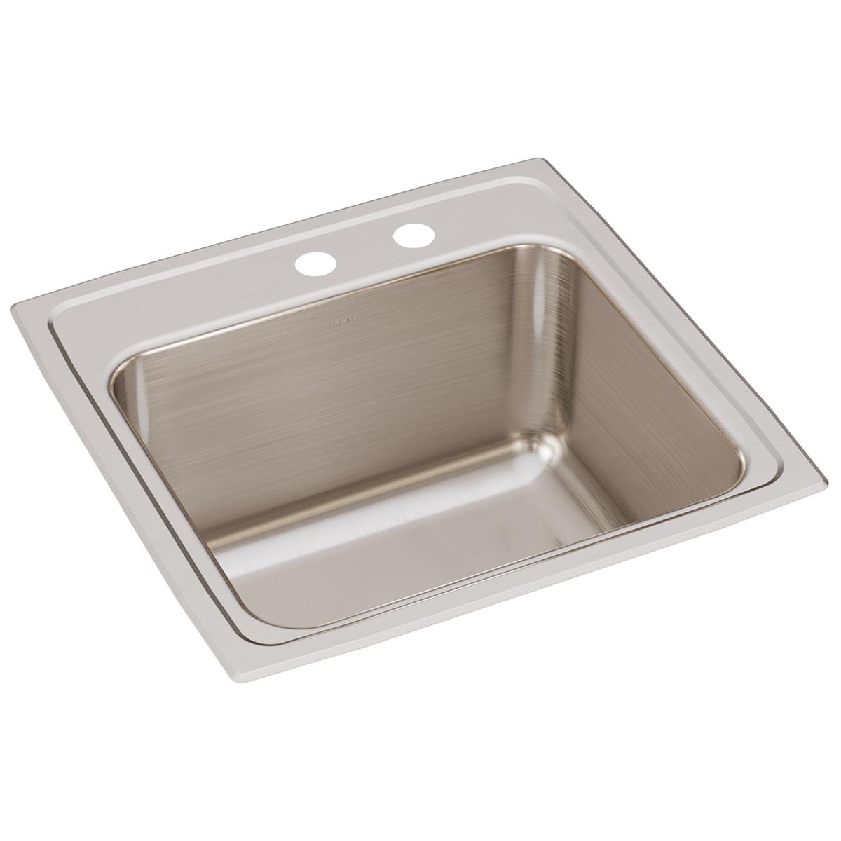 Elkay Lustertone Classic Stainless Steel 19-1/2" x 19" x 10-1/8", MR2-Hole Single Bowl Drop-in Laundry Sink DLR191910MR2